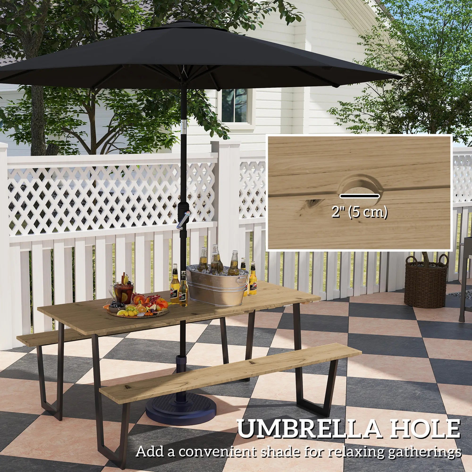 5.7 FT Outdoor Picnic Table, Spruce Wood, 795 LBS Benches, Brown Picnic Tables & Camping Chairs at Gallery Canada