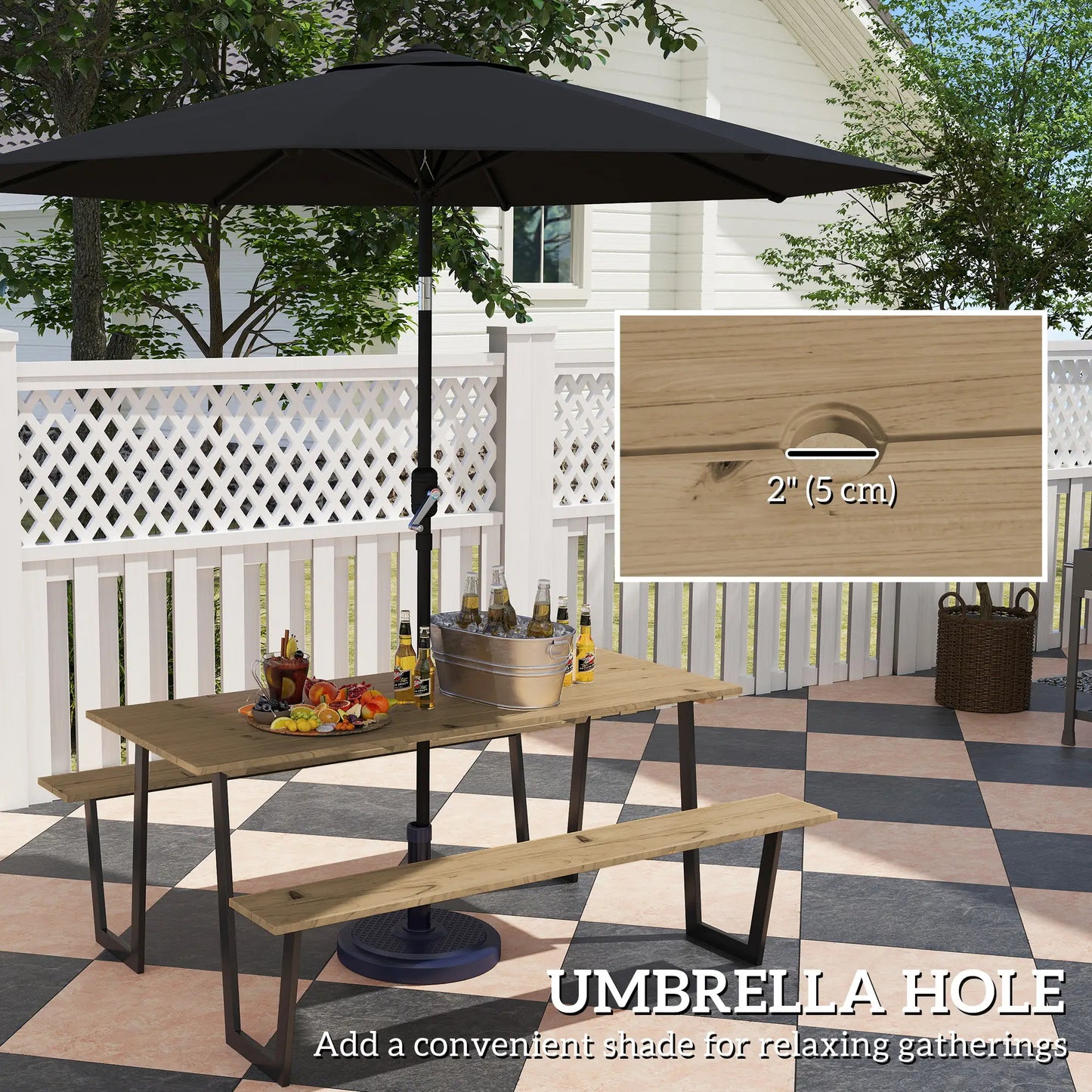 5.7 FT Outdoor Picnic Table, Spruce Wood, 795 LBS Benches, Brown Picnic Tables & Camping Chairs at Gallery Canada