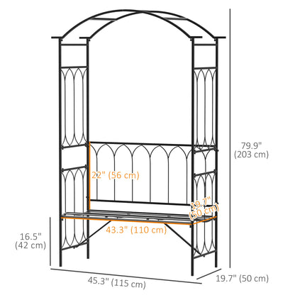 80" Tall Fairy Garden Arbor Arch, Metal Outdoor Bench Trellis, Black Garden Arches at Gallery Canada