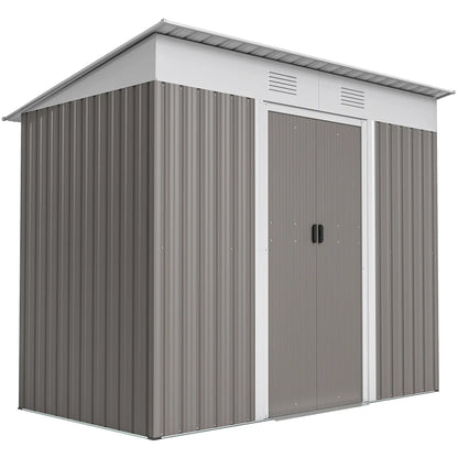 7' x 4' Outdoor Storage Shed, Metal Garden Tool Organizer, Light Grey Sheds at Gallery Canada