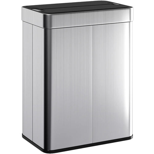 13.2 Gallon Sensor Can, Automatic Garbage Can, Soft Close Butterfly Lid, Fingerprint Proof Stainless Steel, Silver