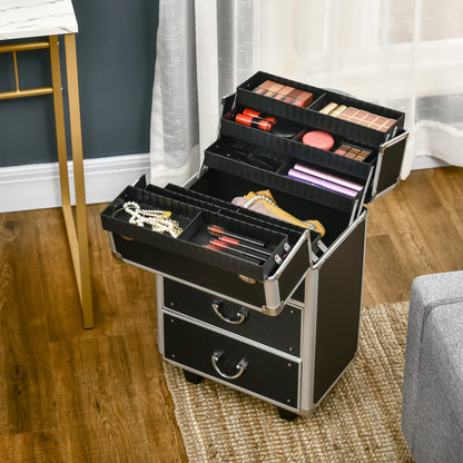 Aluminum Rolling Makeup Train Case, Lockable Travel Cart, Black Makeup Cases at Gallery Canada
