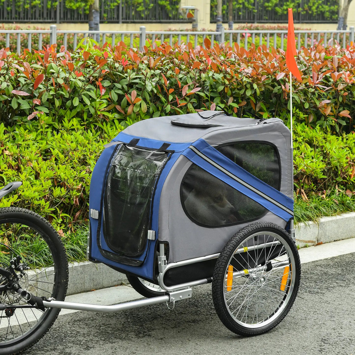 Foldable Dog Bike Trailer, Pet Cargo Carrier, Blue and Grey Dog Bike Trailers & Strollers at Gallery Canada
