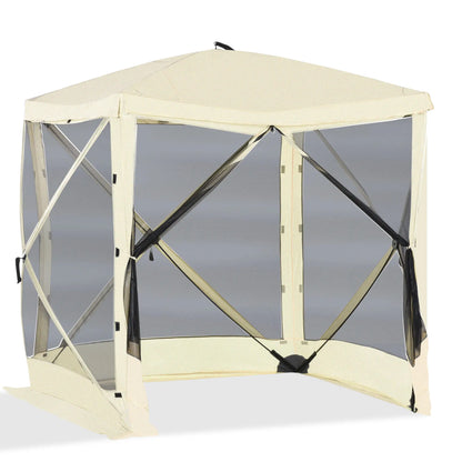 Pop-Up Tent, Foldable with Carry Bag, Zippered Door, Fits 3-4 People, Beige Pop Up Canopies Beige at Gallery Canada