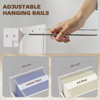 Lateral Filing Cabinet With Drawers, Shelves, Adjustable Hanging Bar, White