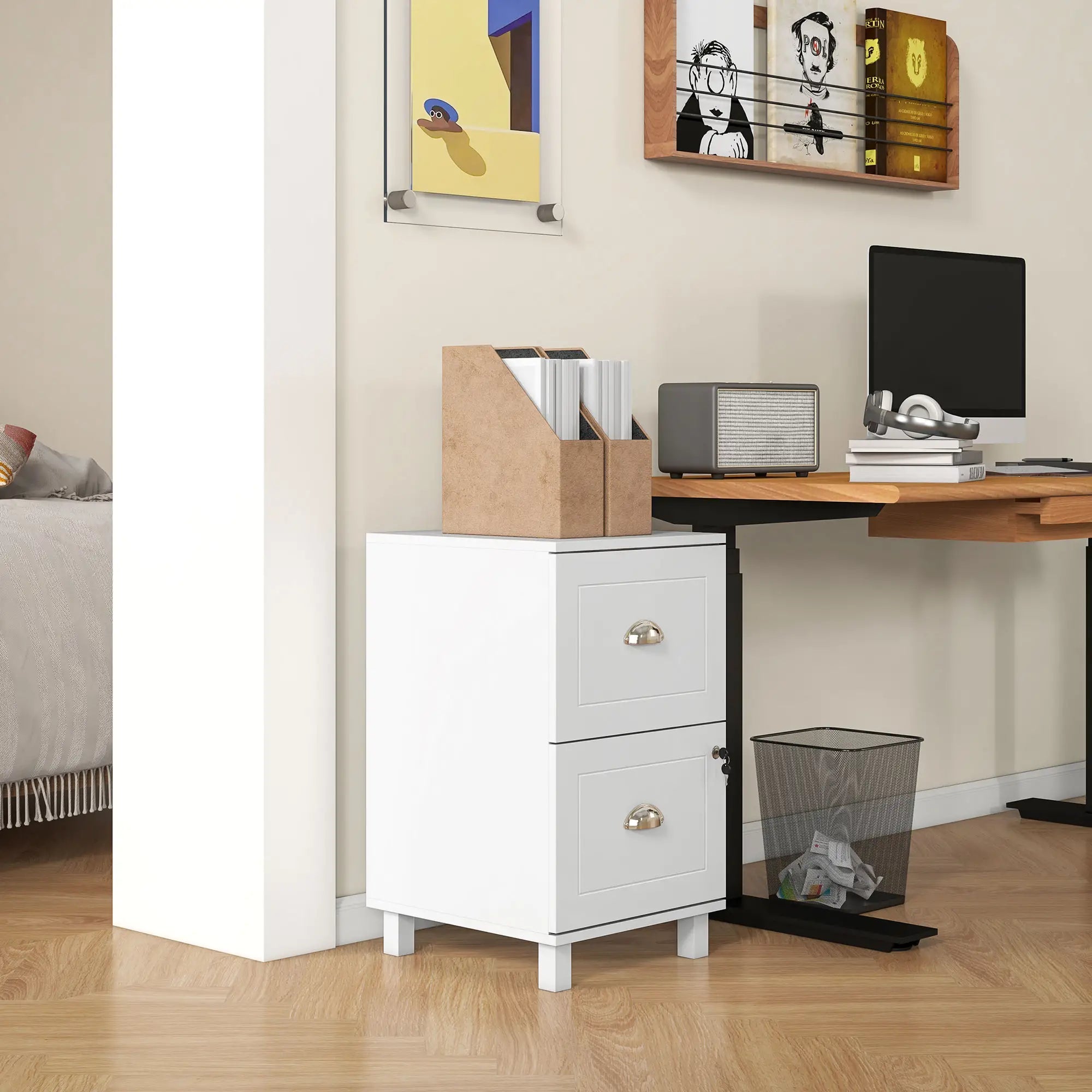 2-Drawer Small Filing Cabinet, Lockable, Adjustable Hanging Bars, White Office Cabinets & Cupboards at Gallery Canada