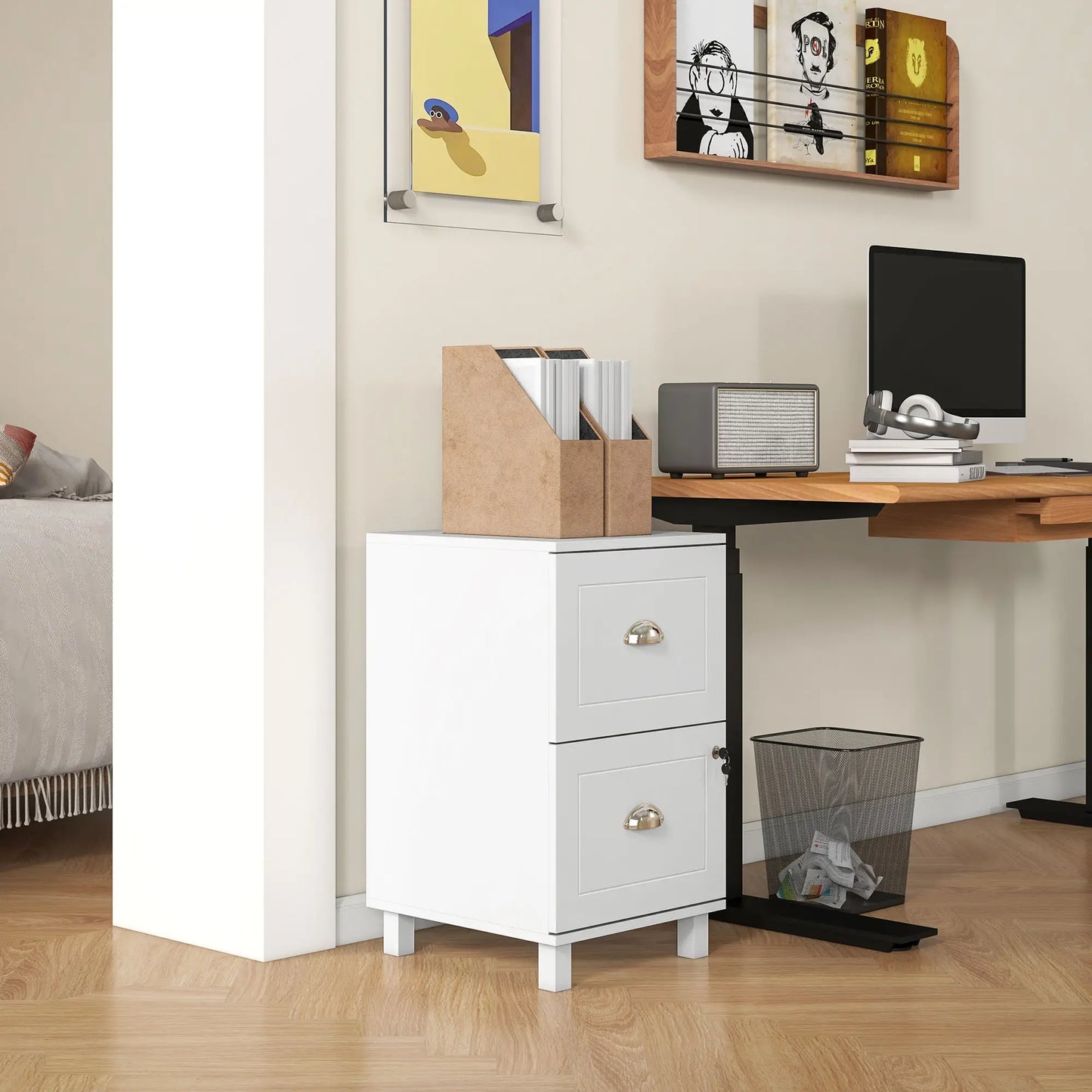 2-Drawer Small Filing Cabinet, Lockable, Adjustable Hanging Bars, White Office Cabinets & Cupboards at Gallery Canada