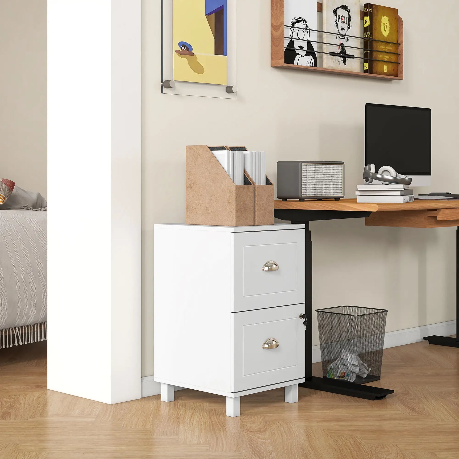 2-Drawer Small Filing Cabinet, Lockable, Adjustable Hanging Bars, White Office Cabinets & Cupboards at Gallery Canada