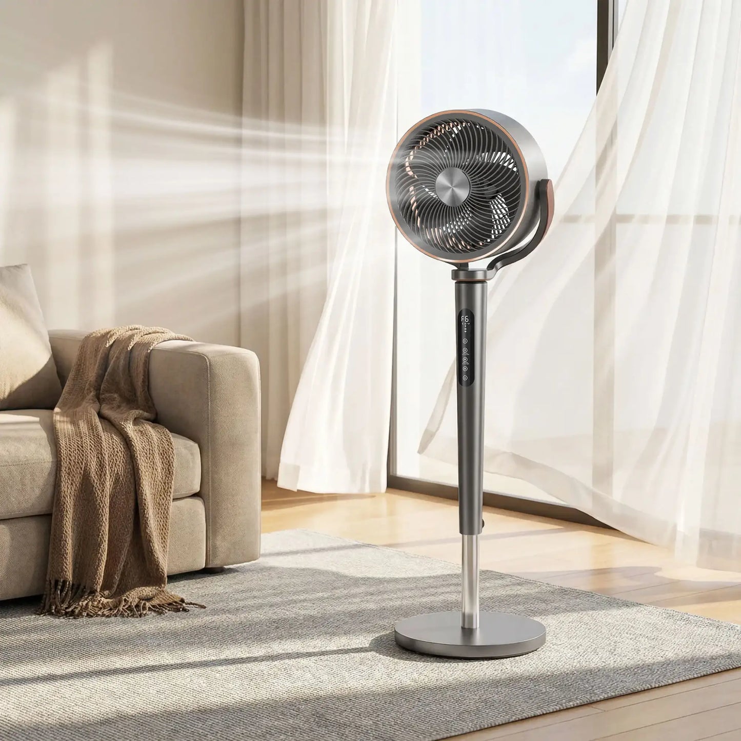 20dB Silent Standing Fan, Oscillating Fan with 12 Speeds, LED Light, WiFi &; Remote Control, 12H Timer Stand Fans at Gallery Canada