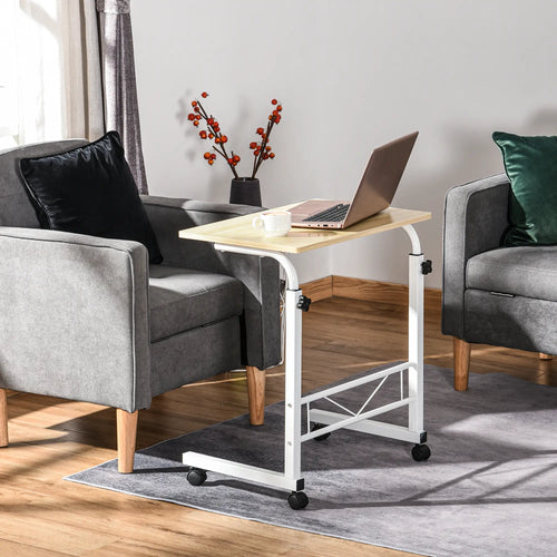 Adjustable Height Mobile Standing Desk, 23.5 Inch, Natural Wood