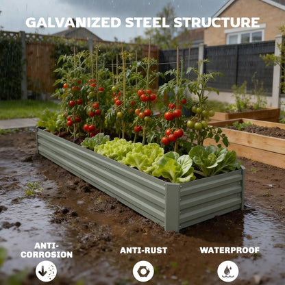 Lit surélevé galvanisé 8'x2'x1', grande jardinière surélevée, galvanisé
