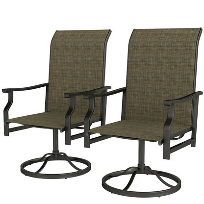 Swivel Rocker Outdoor Chair Set Of 2, High Back, Brown Bistro Sets Brown at Gallery Canada
