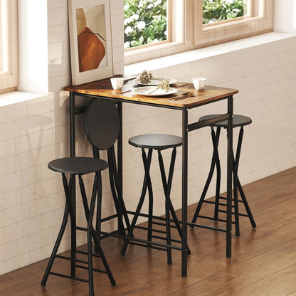Set of 4 Foldable Barstools, Counter Height with Footrest, Steel Legs, Black Bar Stools at Gallery Canada