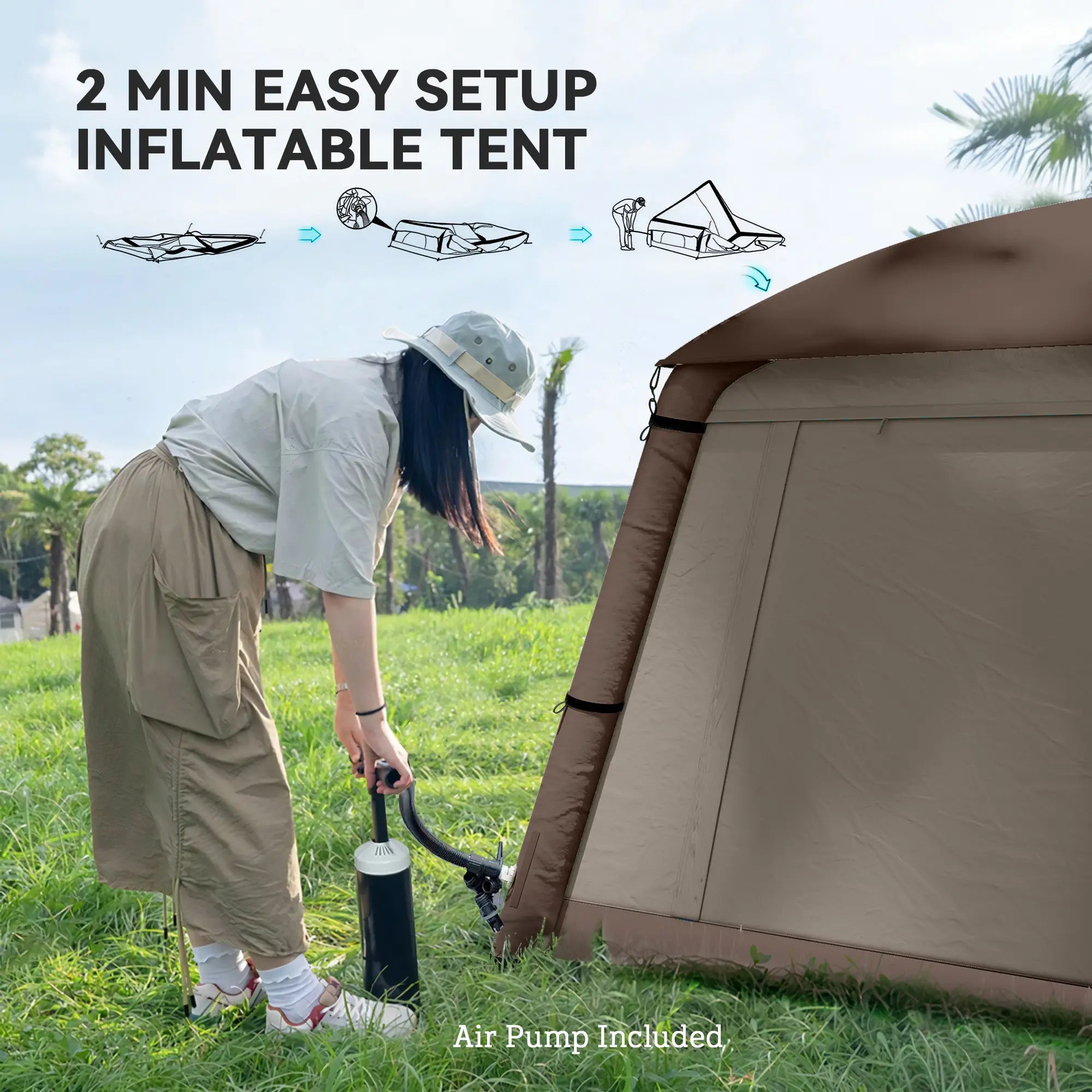 Inflatable Camping Tent, 1-2 Person, Khaki and Brown Camping Tents at Gallery Canada