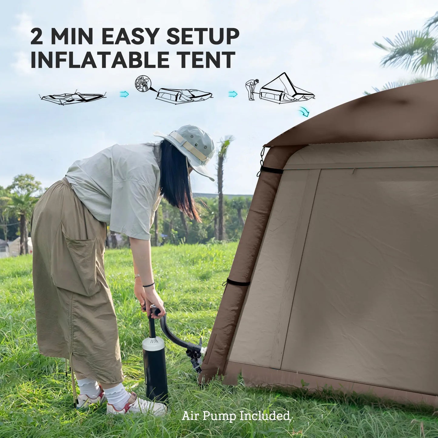 Inflatable Camping Tent, 1-2 Person, Khaki and Brown Camping Tents at Gallery Canada
