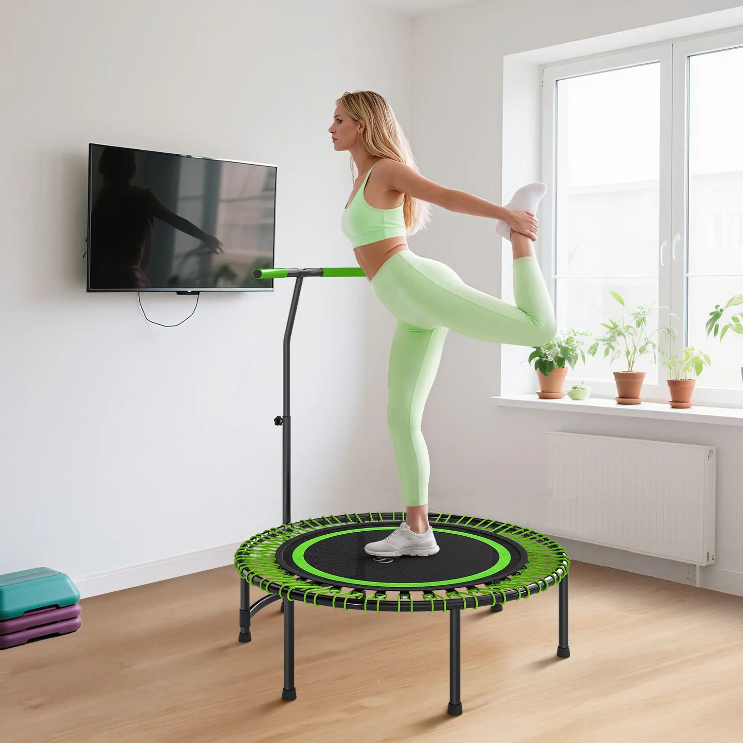 45" Rebounder Trampoline for Adults, Mini Fitness Bungee Rebounder with Adjustable Handle Trampolines at Gallery Canada