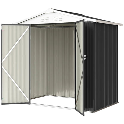 6.5' x 4' Metal Outdoor Storage Shed, Lockable Doors, 4 Vents, Dark Grey Sheds Dark Grey at Gallery Canada