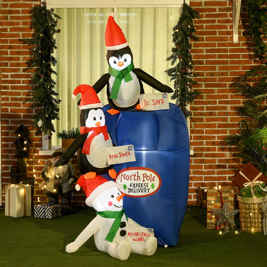6' Christmas Inflatable Penguins Mailbox Scene with LED Lights Outdoor - Gallery Canada