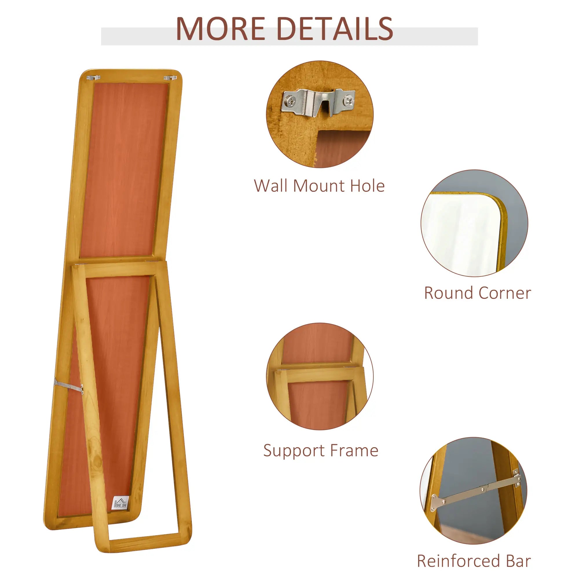 Full Length Mirror, Free Standing, Wood Frame, 15