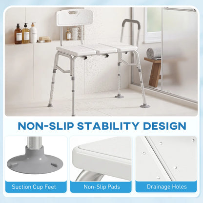 Tub Transfer Bench with Arm, Back, Shower Chair, White Bath Chairs at Gallery Canada