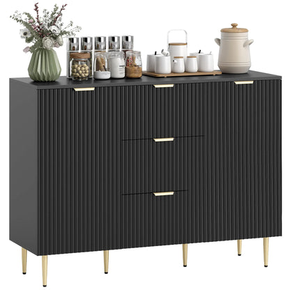 Modern Kitchen Storage Cabinet, 3 Drawers, Adjustable Shelves, Black Bar Cabinets Black at Gallery Canada