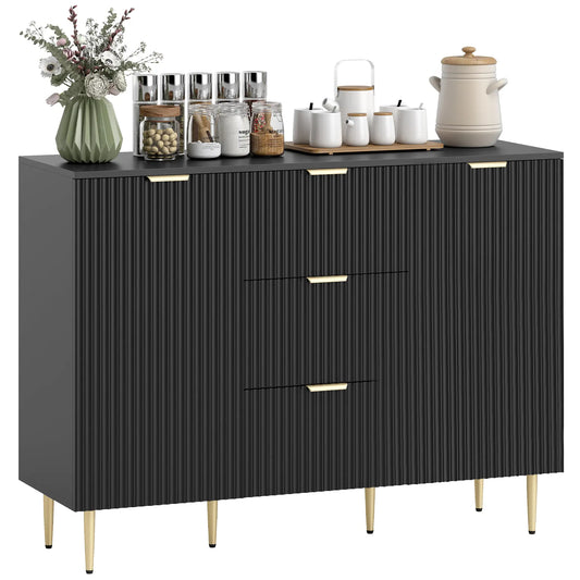 Modern Kitchen Storage Cabinet, 3 Drawers, Adjustable Shelves, Black Bar Cabinets Black at Gallery Canada