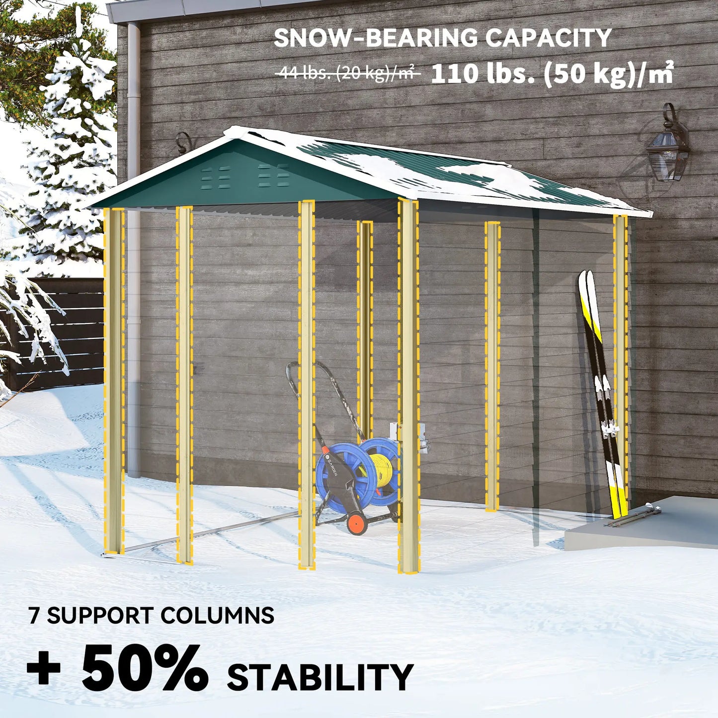 9' x 6' Green Garden Shed, Outdoor Storage With Sloped Roof, Green Sheds at Gallery Canada