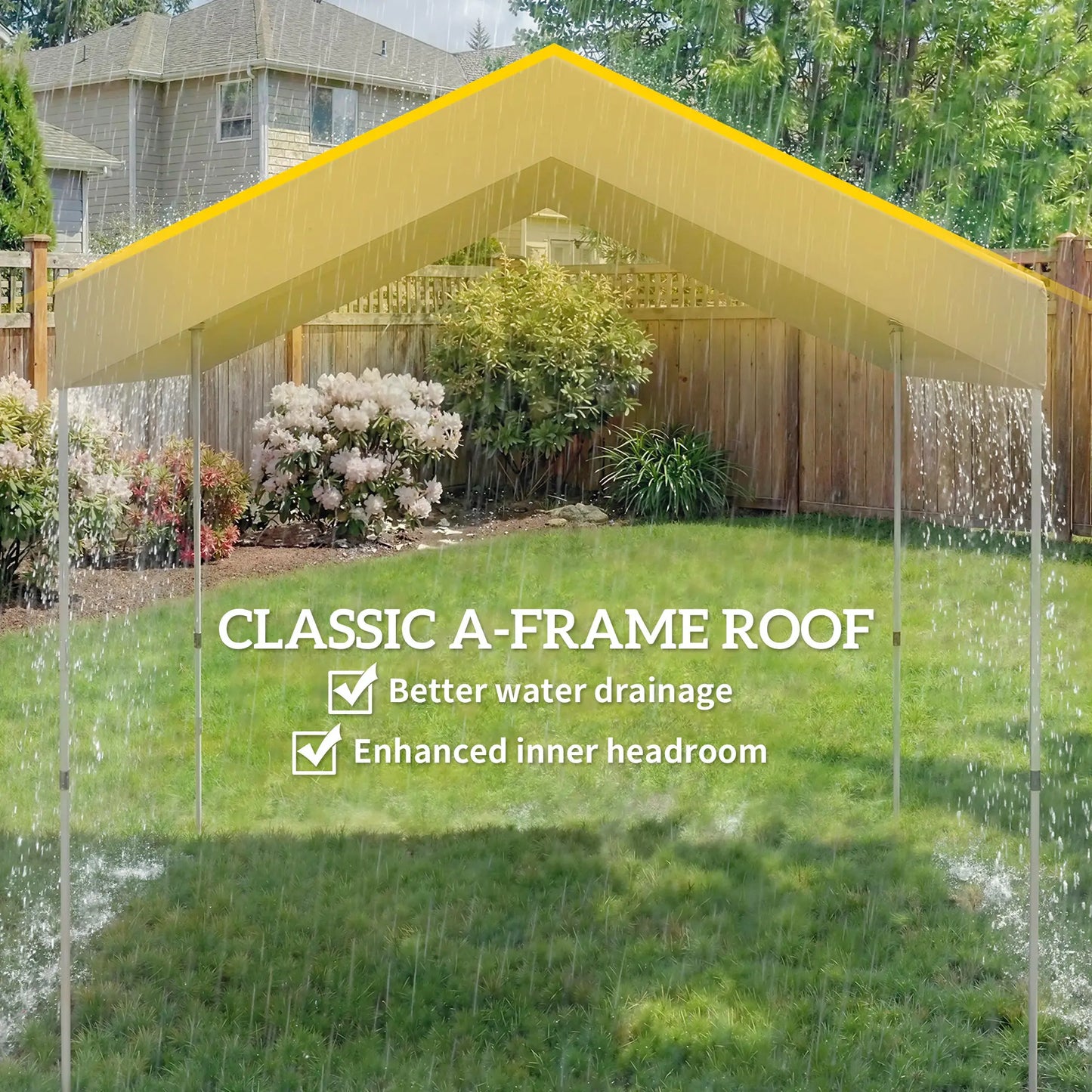 8 x 8 ft Pop Up Canopy Tent, UPF 50+ A-Frame Outdoor Instant Canopy, Beige Pop Up Canopies at Gallery Canada