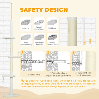 88.5"-100.5" Floor to Ceiling Cat Tree, Scratching Posts, Cloud Platforms, Cream Floor to Ceiling Cat Trees at Gallery Canada