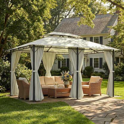 13' X 10' Soft-Top Gazebo With Curtains, Cream White Gazebos at Gallery Canada