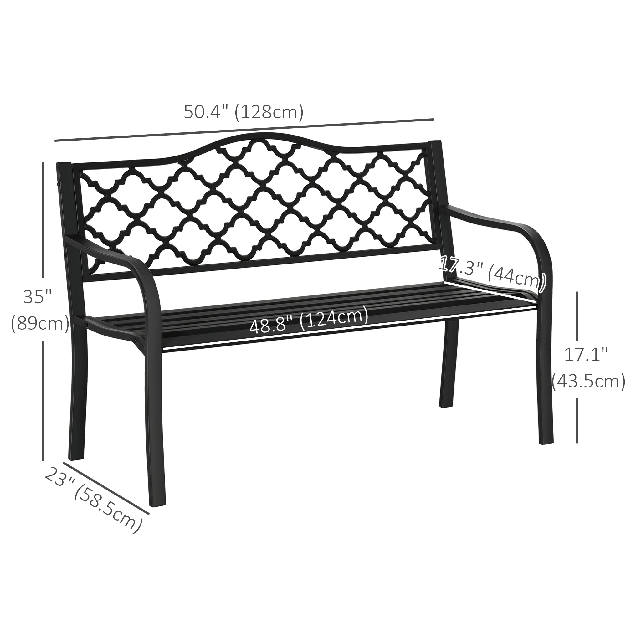 2-Seater Steel Garden Bench, Antique Outdoor Loveseat, Black Outdoor Benches at Gallery Canada