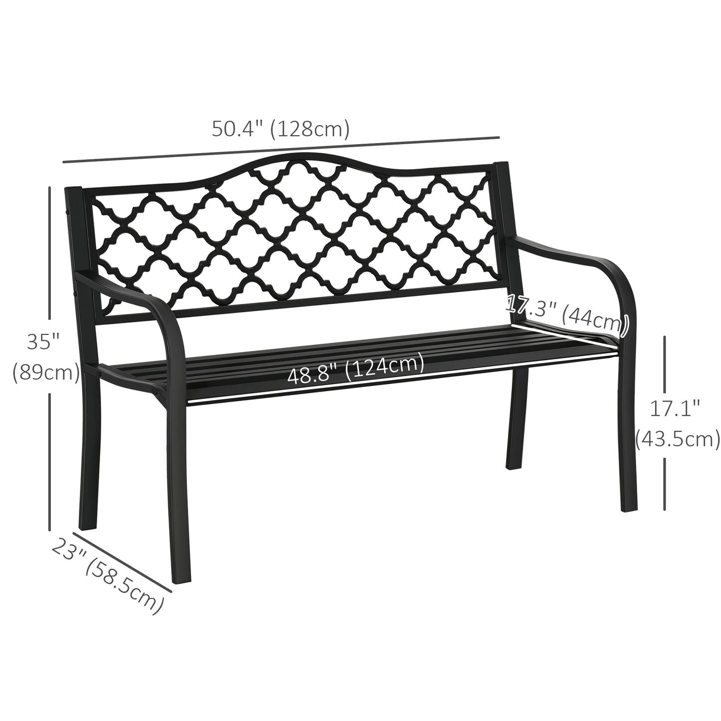 2-Seater Steel Garden Bench, Antique Outdoor Loveseat, Black Outdoor Benches at Gallery Canada