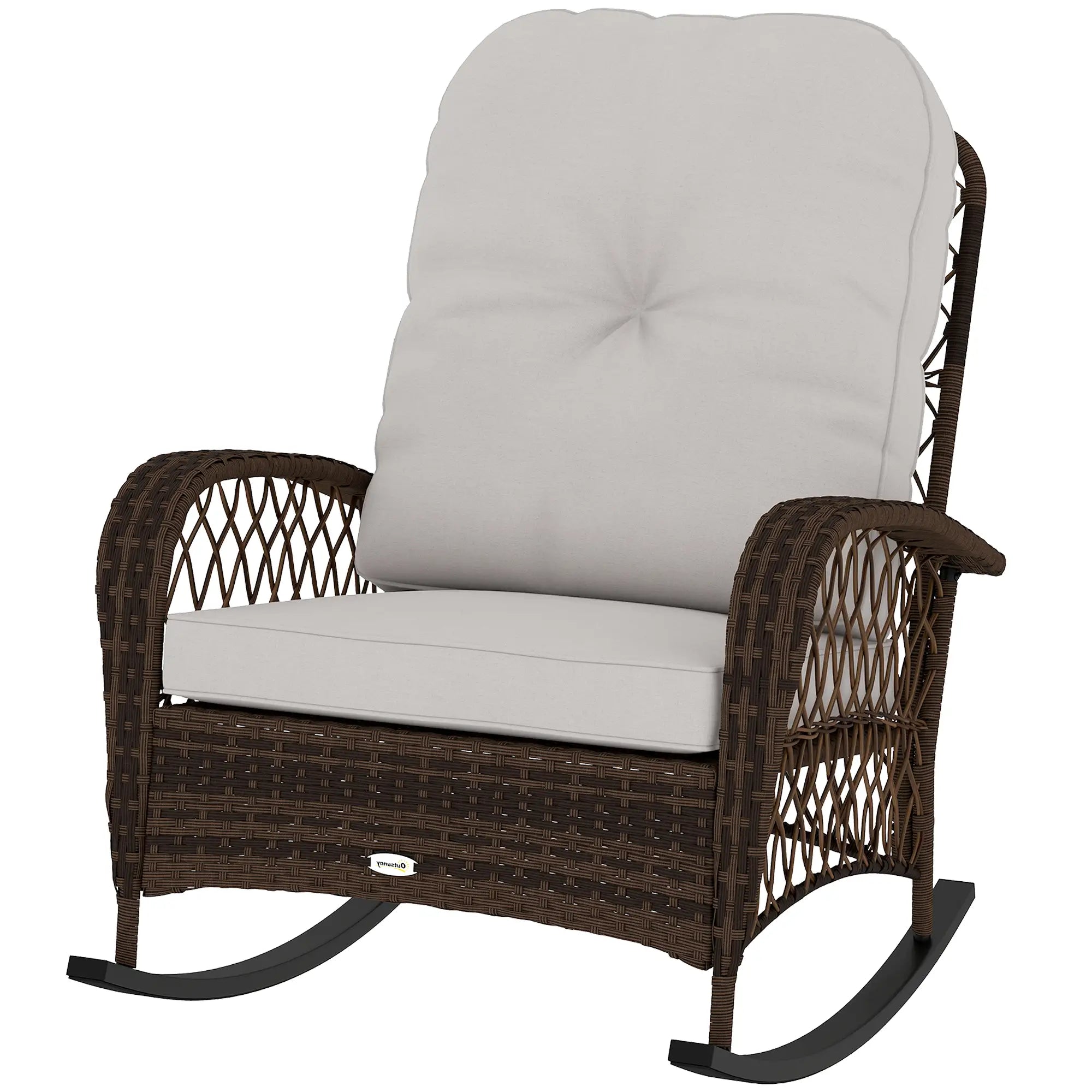 Outdoor Wicker Rattan Rocking Chair, Thick Cushions, Light Mixed Brown Outdoor Rocking Chairs Mixed Brown Rattan, Light Mixed Brown Cushion at Gallery Canada