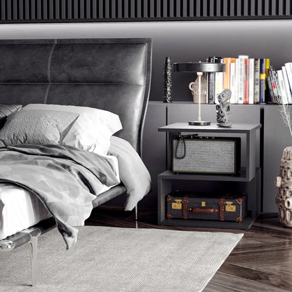 Modern Square 3 Tier Wood Coffee Table, Small Desk, Black Side Tables at Gallery Canada