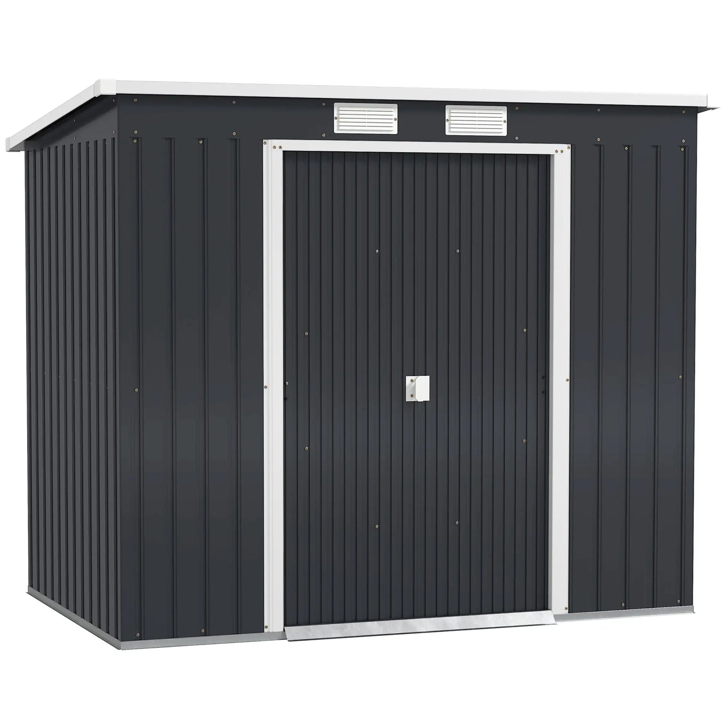 7 x 4ft Galvanised Steel Garden Shed, Foundation Kit, Dark Grey Sheds at Gallery Canada