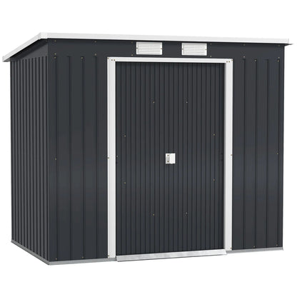 7 x 4ft Galvanised Steel Garden Shed, Foundation Kit, Dark Grey Sheds at Gallery Canada