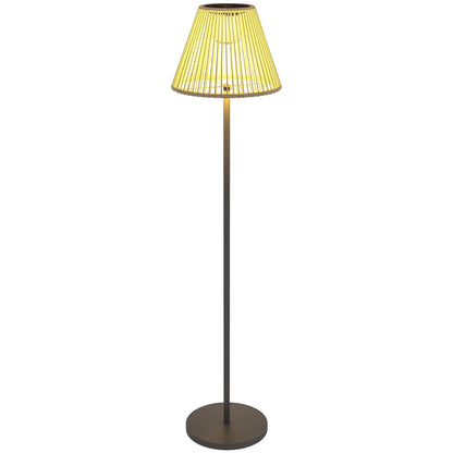 Wicker Outdoor Floor Lamp, Solar Lantern, Auto LED Lights, IP44, Grey Solar Post Lamps at Gallery Canada