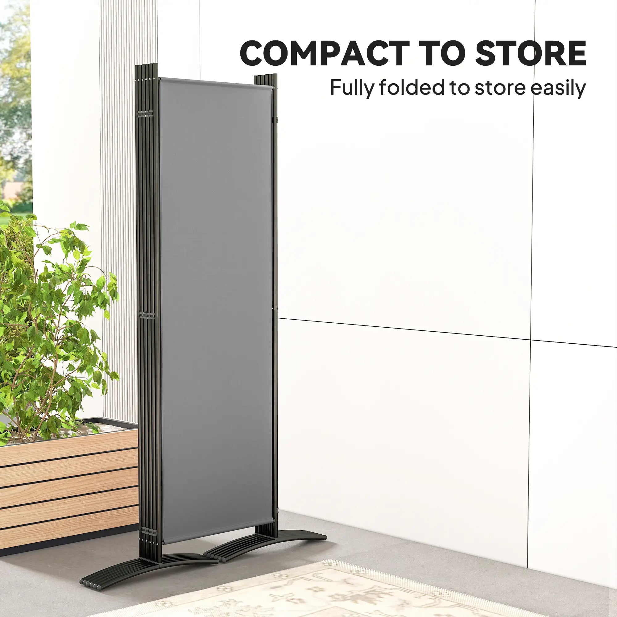 6 Panel Folding Outdoor Privacy Screen with Stable Base, 5.7FT Tall Room Divider with UV30+ Protection, Dark Grey Side Awnings at Gallery Canada