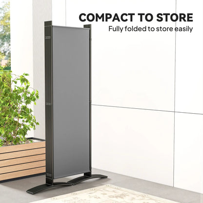 6 Panel Folding Outdoor Privacy Screen with Stable Base, 5.7FT Tall Room Divider with UV30+ Protection, Dark Grey Side Awnings at Gallery Canada