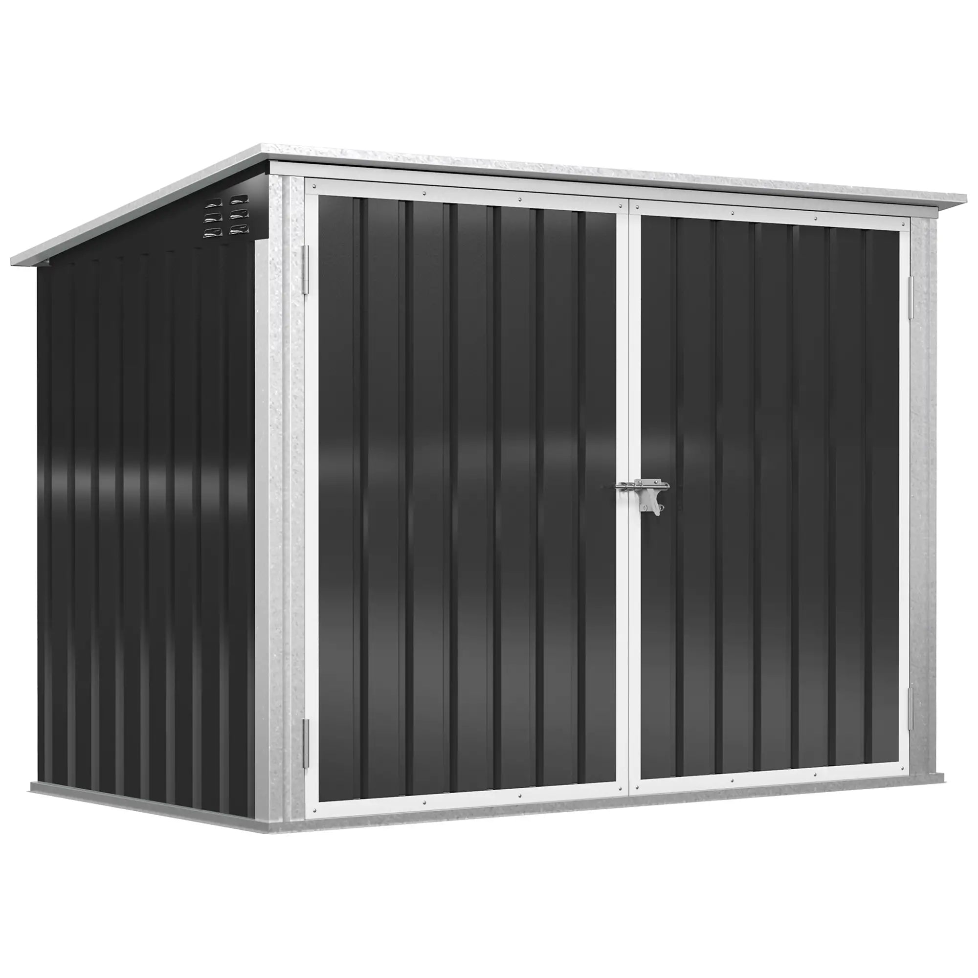 Outdoor Metal Storage Shed, Double Door with Vents, Dark Grey Sheds Dark Grey at Gallery Canada