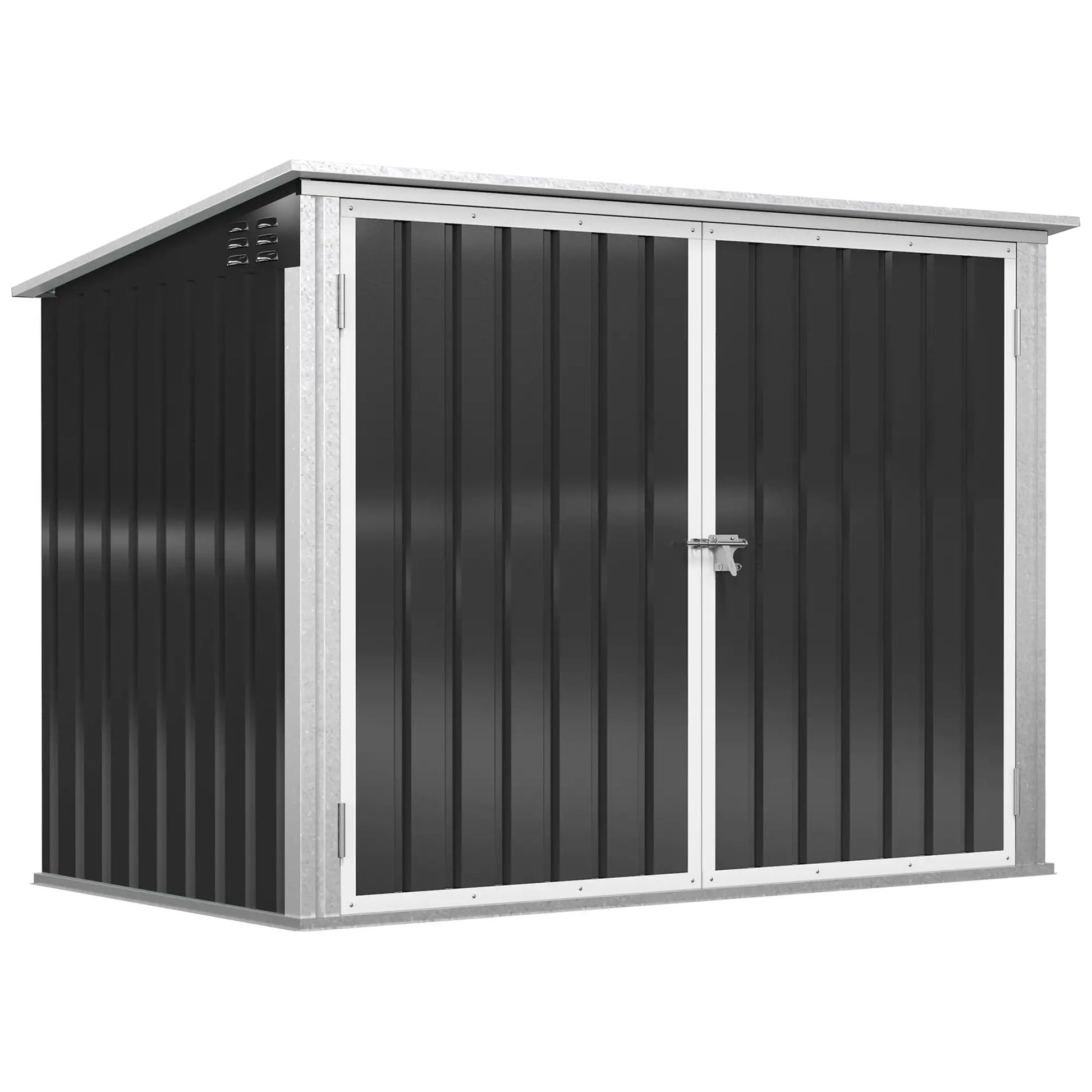 Outdoor Metal Storage Shed, Double Door with Vents, Dark Grey Sheds Dark Grey at Gallery Canada