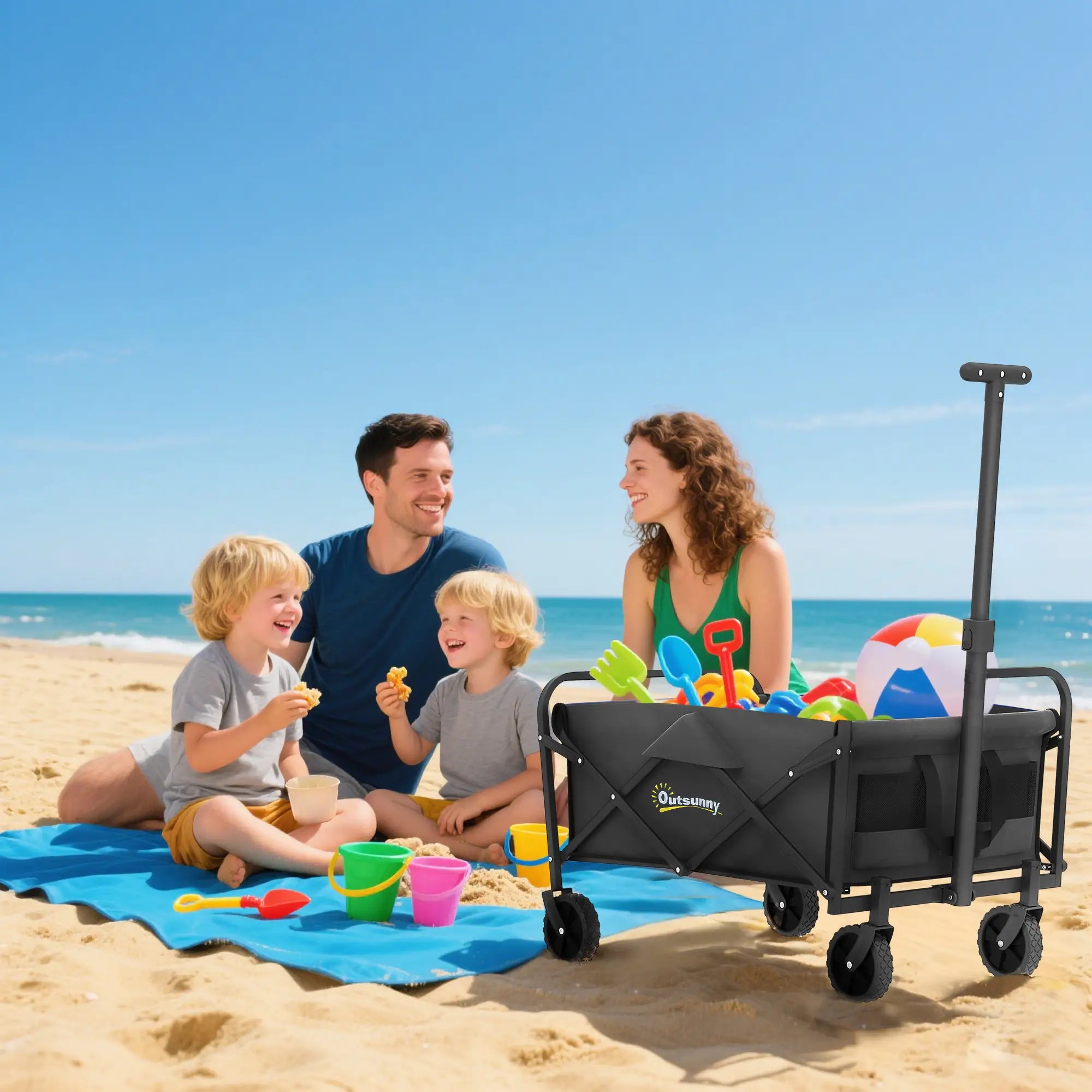 Collapsible Folding Garden Cart, Heavy Duty, Universal Wheels, Adjustable Handle, Black Folding Garden Carts at Gallery Canada