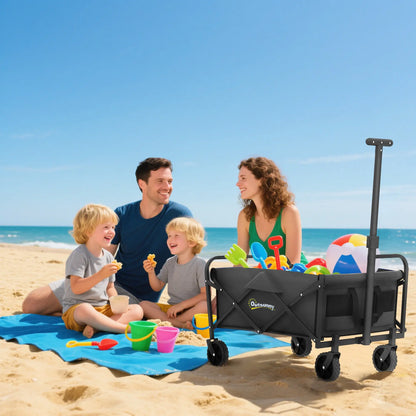 Collapsible Folding Garden Cart, Heavy Duty, Universal Wheels, Adjustable Handle, Black Folding Garden Carts at Gallery Canada