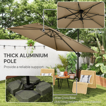 10 FT Cantilever Patio Umbrella, Square, Crank Handle, Cross Base Offset Cantilever Umbrellas at Gallery Canada