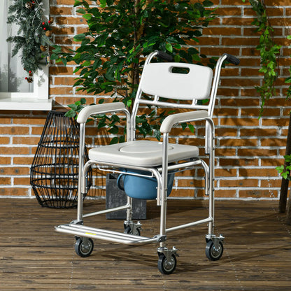 3-in-1 Shower Commode Wheelchair, Padded Seat, Elderly Disabled Transport Chair Bath Chairs at Gallery Canada