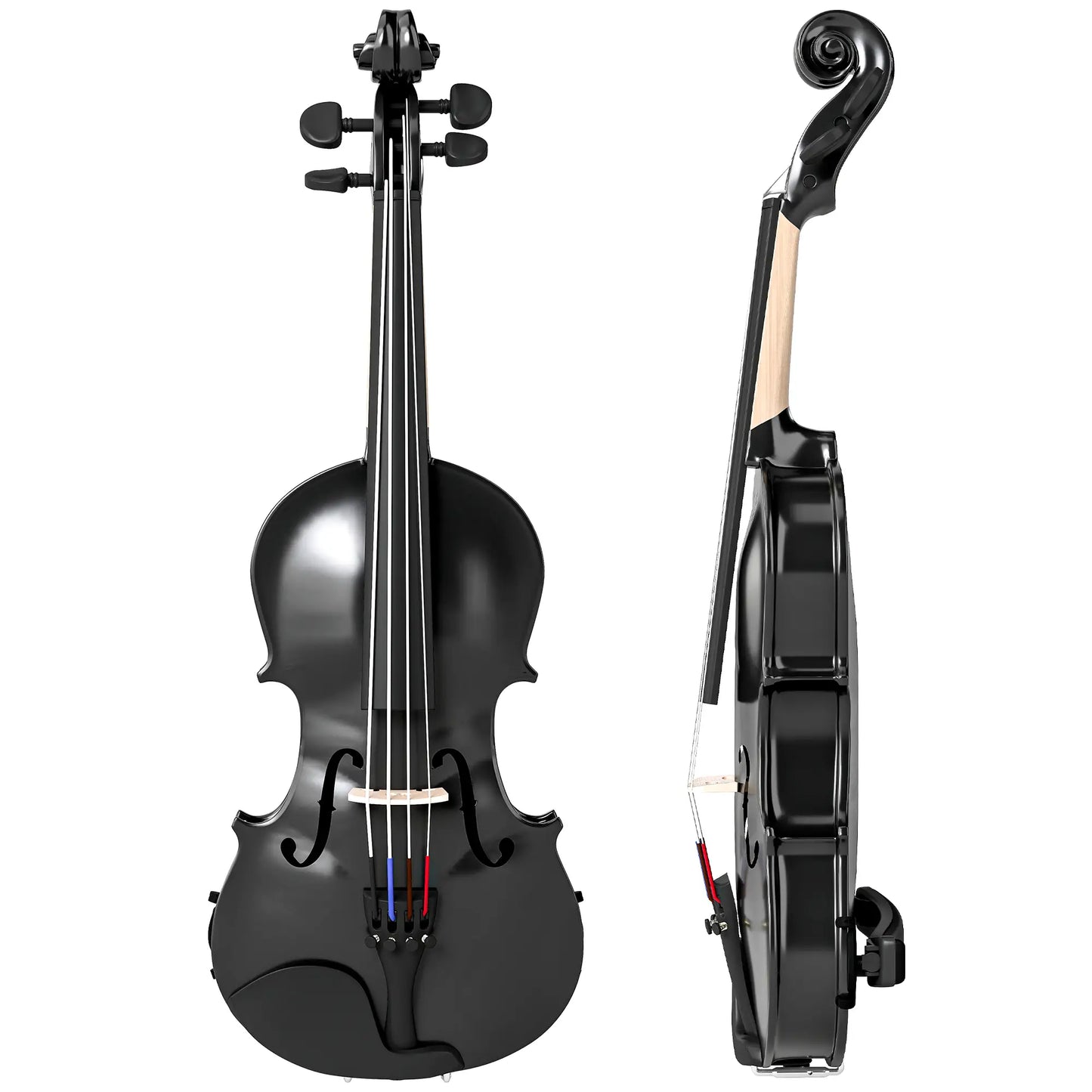 Full Size Violin, Wood Acoustic Set, Case, Rosin, Shoulder Rest, Black Electronic Musical Pianos Black at Gallery Canada