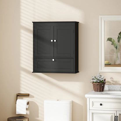Medicine Cabinet With Adjustable Shelf, Recessed Panels, Black Wall Mounted Cabinets at Gallery Canada