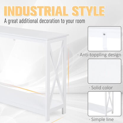 2 Tier X-Design Console Table, Storage Shelf, 24.8 Inch, White Console Tables at Gallery Canada