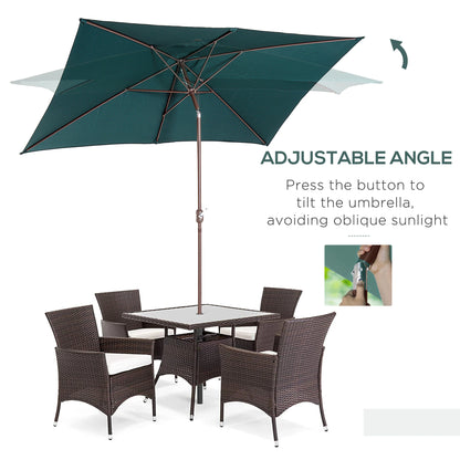 6.5x10ft Rectangle Aluminum Tilt Patio Umbrella, Green Sun Umbrellas at Gallery Canada