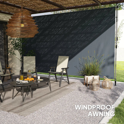 13' x 10' Manual Retractable Patio Awning, UPF30+ Water-Resistant, Dark Grey Patio Awnings at Gallery Canada